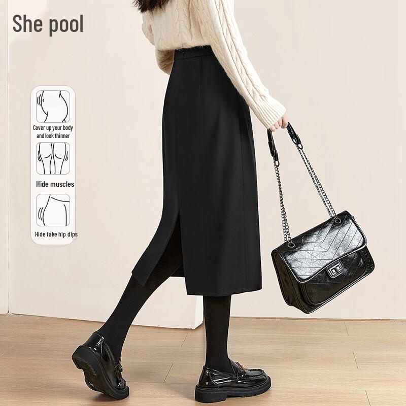 Women s High-Waist Slit Midi Skirt XXL