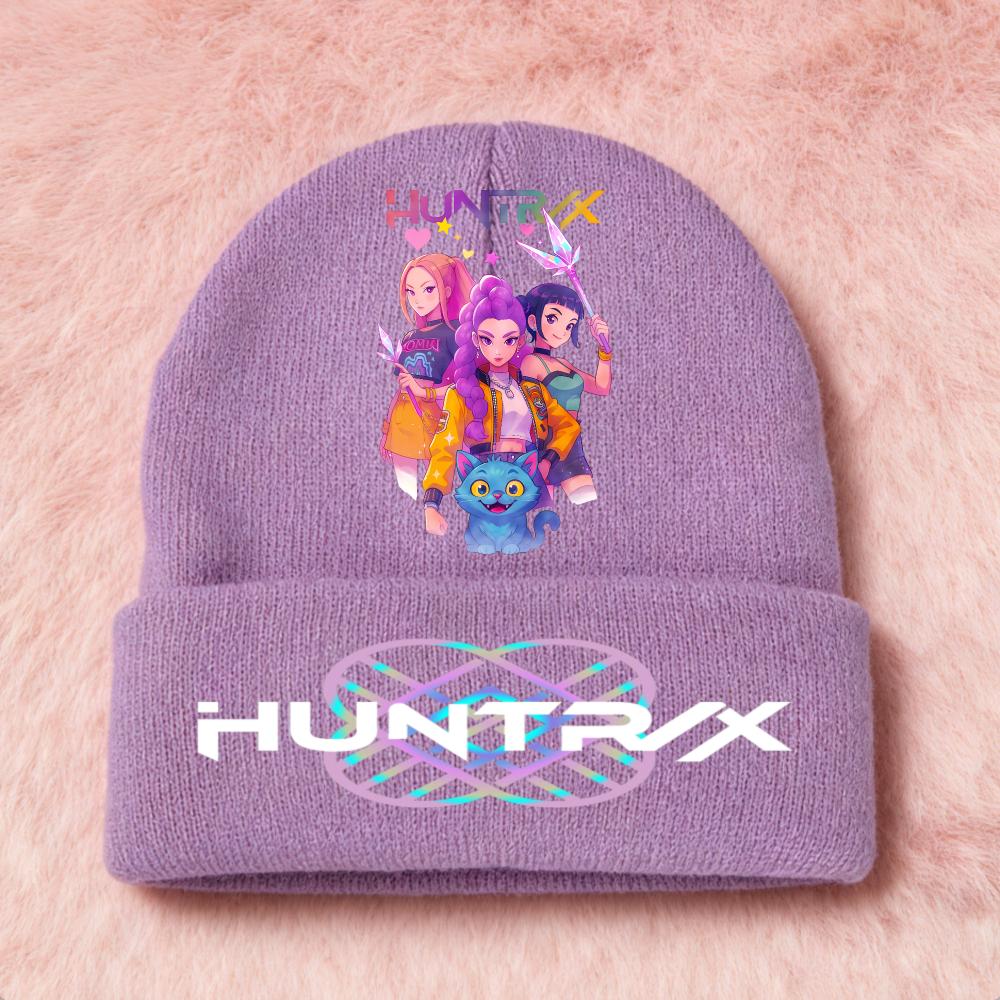 Latest KPop Demon Girls Knitted Hats Kpop Hunter Cartoon Children Headgear Cotton Cold Season Adorable Hat Anime Children Navidad Birth Date Gifts