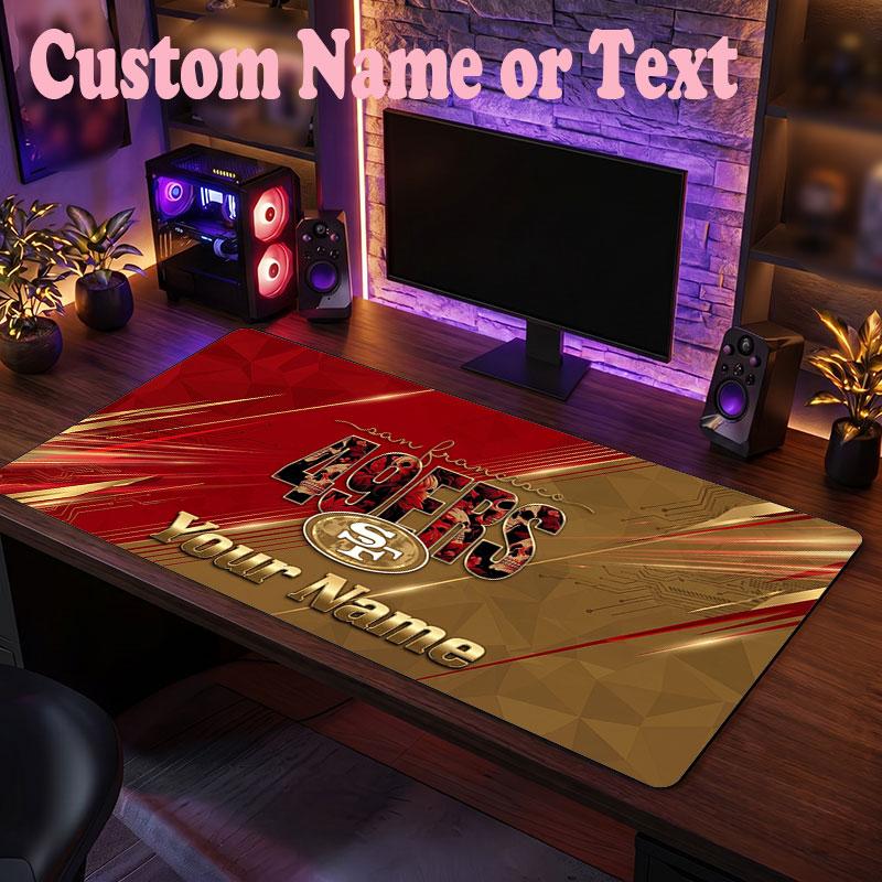 Tappetino Mouse Personalizzato con Nome Testo San Francisco 49ers, Tappetino Mouse Grande per Scrivania Regalo Personalizzato per Ufficio Domestico