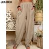 Damenmode, lässig, einfarbig, bedruckt, hohe Taille, Hosen, Hosen und Caprihosen