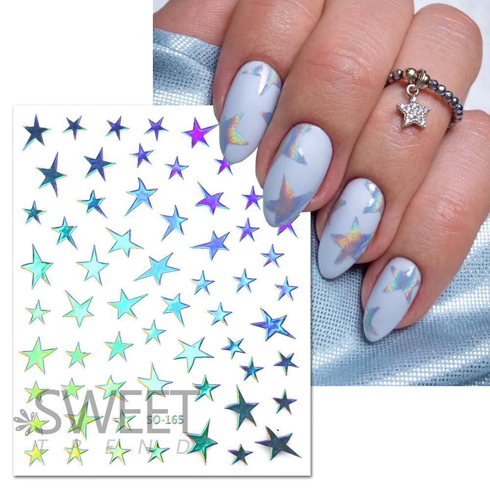 Nail Stickers with Gold, Silver, Stars, Multiple Shapes, and Pentagonal Stars for Nail Stickers