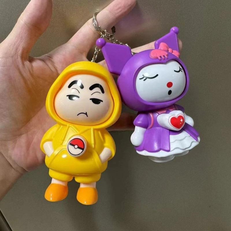 Crayon Shin-chan Pikachu Face-Changing Keychain Toy Ornament