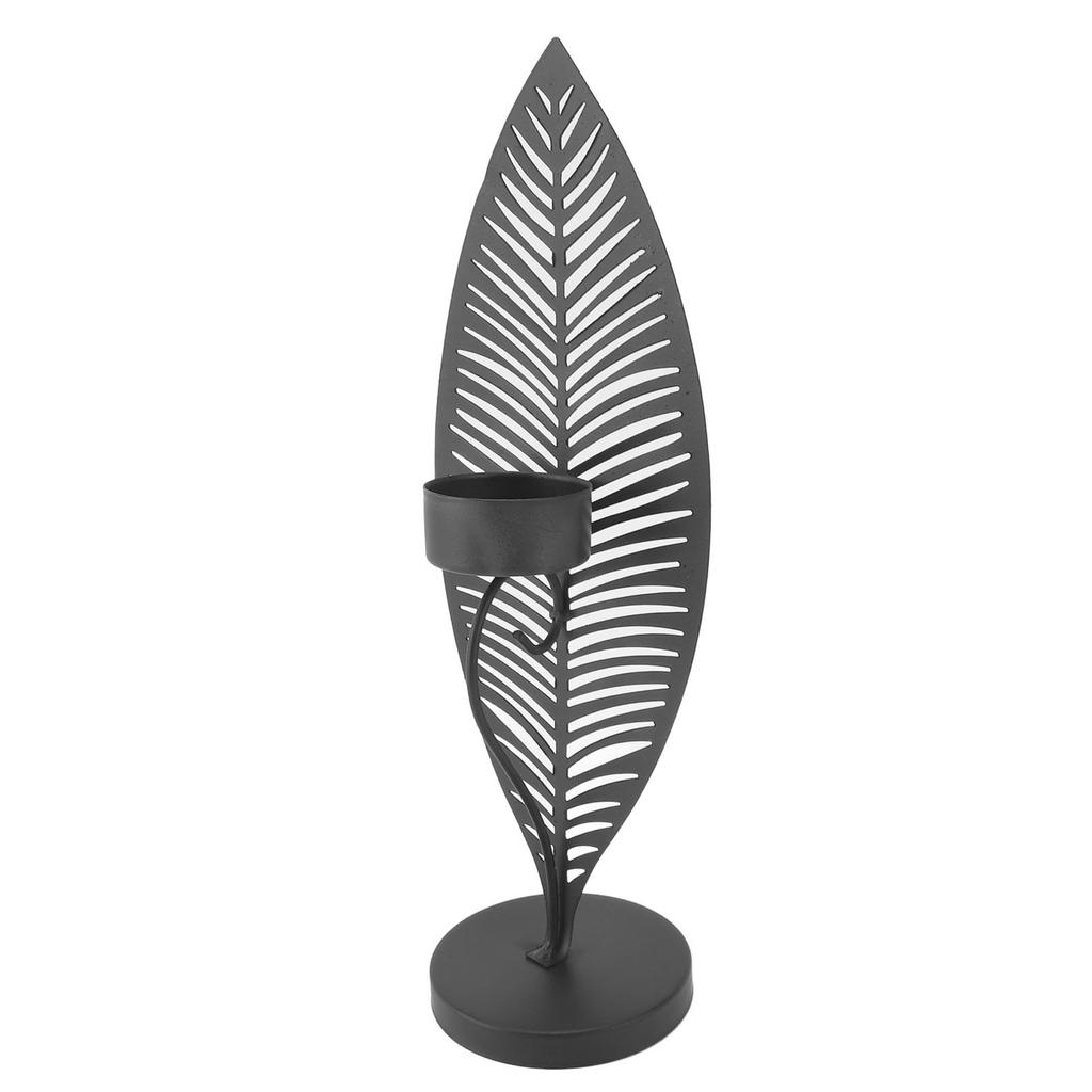 Iron Leaf Candle Holder Minimalist Creative Unique Leaf Shape Candlestick Stand for Dining Room Home Decor Black