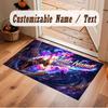 Space Cosmic Theme Crystal Velvet Floor Rug Personalized Custom Name Text Warm Carpet Home Decoration