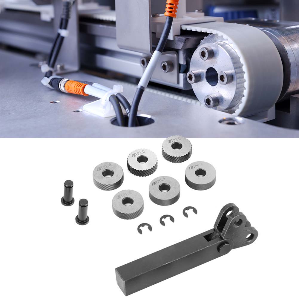 7pcs Steel Knurling Tool 0.512mm Diagonal Dual Wheel Linear Knurl Set Lathe Cutter Machine