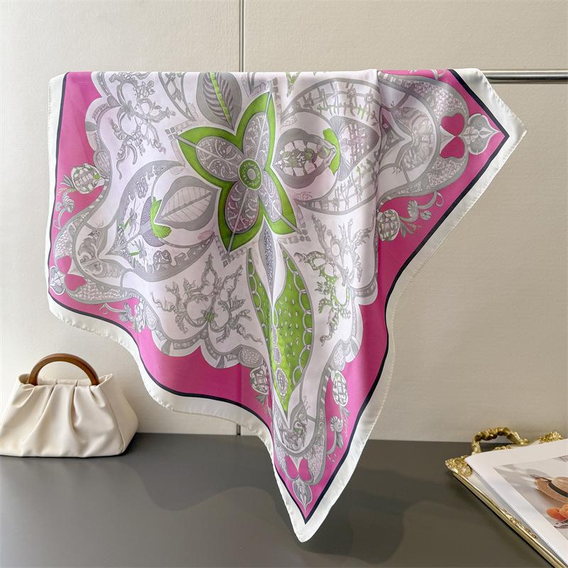 Print Designer Spring Summer 70cm Square Women Scarf Neckerchief Silk Satin Scarves Shawl Headband Hijab Bandana Wrap Bufanda