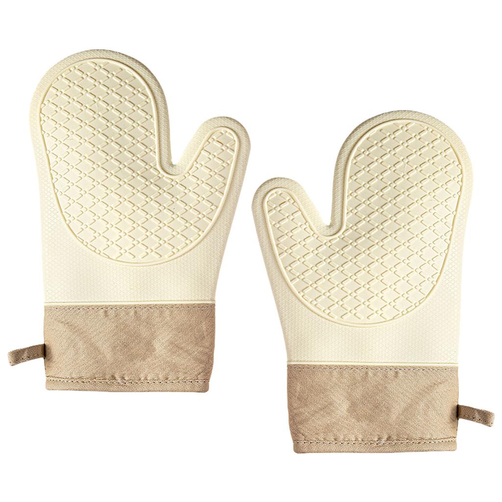 1 Pair of Heat Resistant Oven Mitts Silicone Materials Nonslip Kitchen Mitts for Secure Grips in High Temperatures