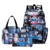 Stitch 3-teiliges Rucksack-Set für Jungen und Mädchen, Rucksack mit Campus-Cartoon-Print, Große Kapazität für Outdoor-Reisen