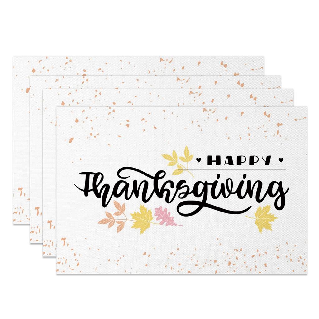 Thanksgiving Placemat Fall Harvest Table Decor Pumpkin Maple Leaf Pattern Printing Seasonal Holiday Dining Mats for Family Party