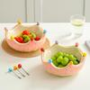 Creative Cartoon Ceramic Fruit Bowl Fork Set, Strawberry Shape, Milkshake Bowl