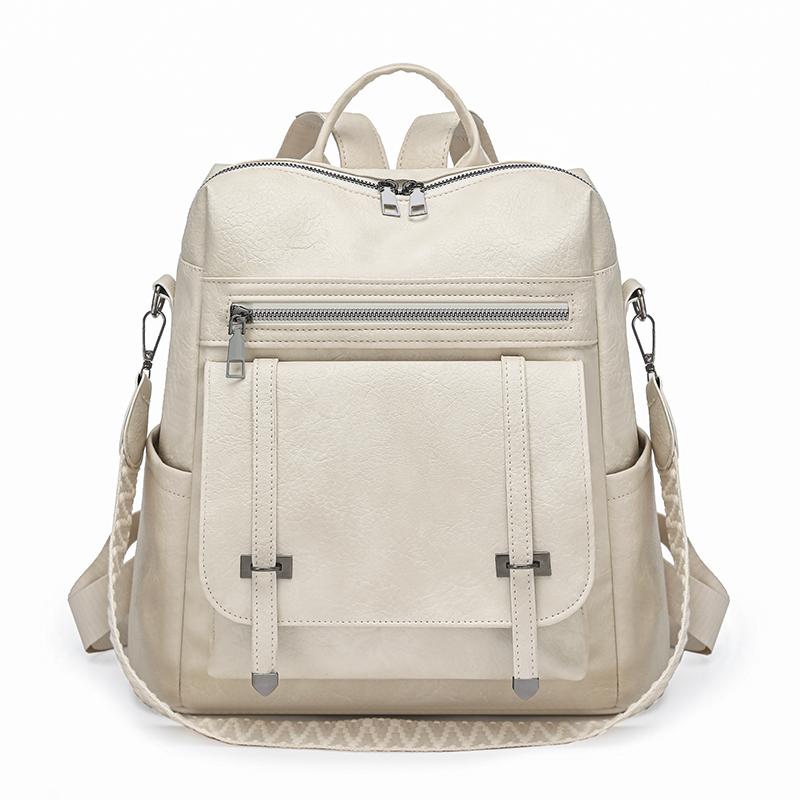 

Retro Women s PU Backpack Multi-functional Shoulder Bag бежевый