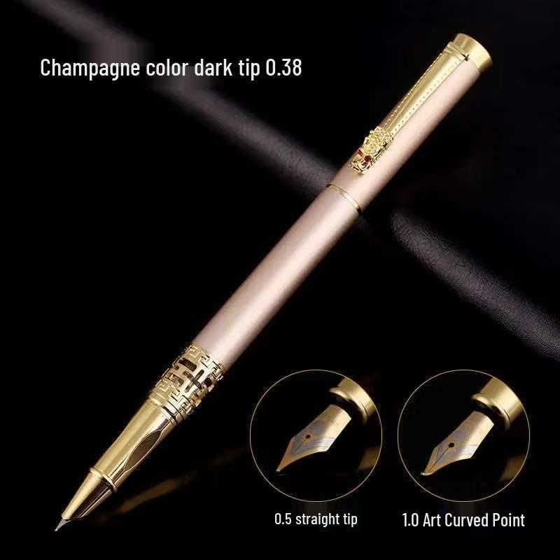 

Yongsheng Metal Fountain Pen Set - Ideal for Students & Calligraphy Practice, Includes Nib, Ink Sac, and Bead, Perfect for Art and Craft Souvenirs Single Pen [Bright Nib 0.5mm]