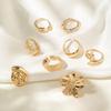 8Pcs/Set Vintage Metal Petal Flower Water Drop Open Rings for Women Trend Goth Geometric Rings Set Daily Jewelry Gift