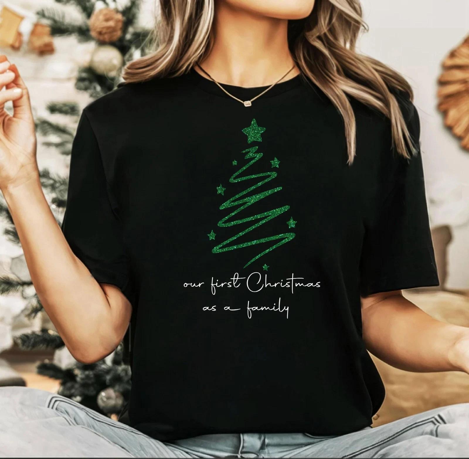 2025 Christmas unisex Tshirt,Night before Christmas Family, Our First Chris(CH) 2XL