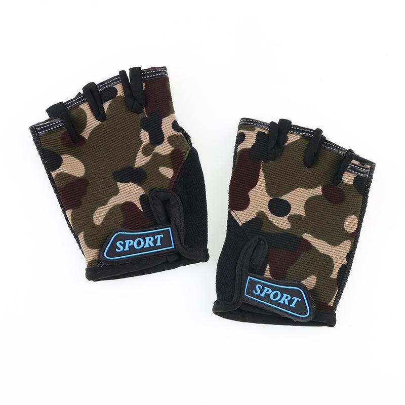 Children's Half-finger Gloves Students Outdoor Cycling Breathable Fashion Gloves Roller Skating Mountain Bike Bicycle Leaked Gloves