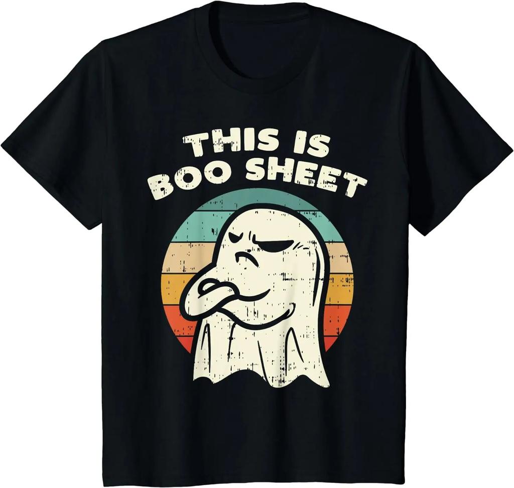 This Is Boo Sheet Ghost Retro Halloween Costume Unisexe Femmes T-Shirt Coton Quotidien Quatre Saisons T-shirts Décontracté Graphique T-shirts
