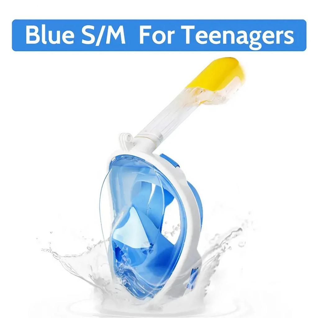 Silicone Full Face Snorkel Mask 180 Degree View Anti Fog Leak Proof Breathing Tube Camera Mount Swimming Safety Gear