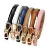 Imitation Leather Dress Belt Snap-On Bow-Shaped Buttons Multi Holes Adjustable Length Thin Waistband
