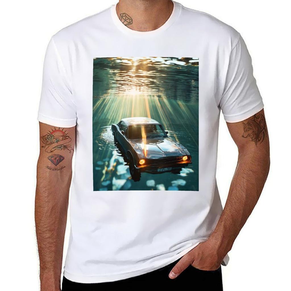 Car Underwater TShirt Daily Wear Plain Short Sleeve Shirt