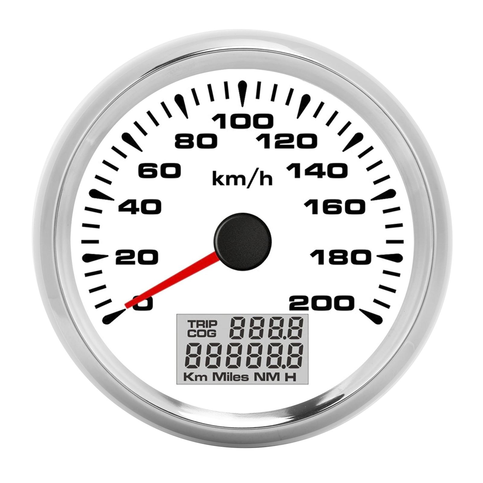 

85mm Analog GPS Speedometer 200km h Waterproof 7 Backlit White Dial Chrome Bezel for 12 24V Marine Motorcycle Truck
