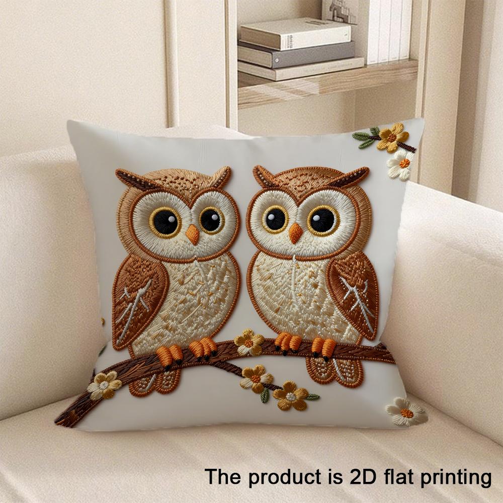 Horse Dog Owl Giraffe Embroidered Style Printed Pillow Cover Plush Polyester Cushion Case 2D Flat Printing Pillowcase Home Decor