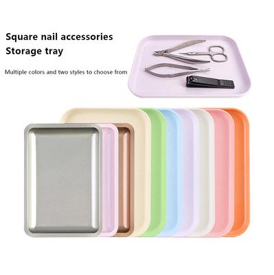 1Pc Square Stainless Steel Cosmetic Storage Tray Nail Art Equipment Plate Tools Dental&False Nails Nail Decorations Display Tray