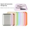 1Pc Square Stainless Steel Cosmetic Storage Tray Nail Art Equipment Plate Tools Dental&False Nails Nail Decorations Display Tray