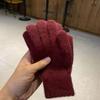 Women Winter Gloves Keep Warm Plus Cashmere Solid High Elasticity Soft Knitted Gloves Cute Lovely Multicolor Windproof Mittens
