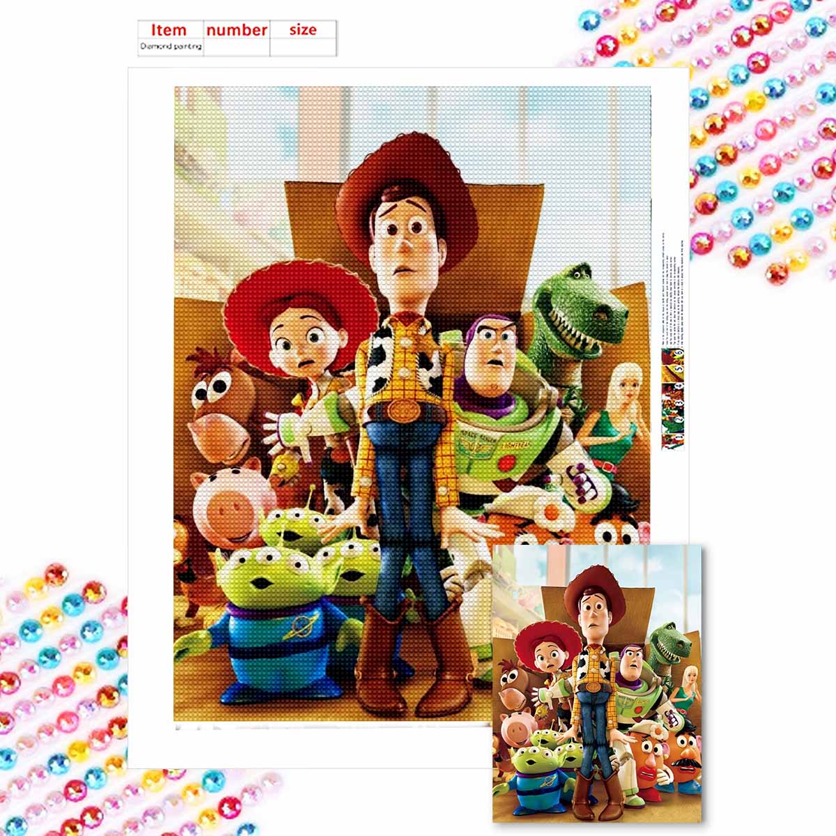 

5D Diy Diamond Painting Toy Story Group Photo Full Drill Rhinestones Mosaic Embroidery Handmade Products Home Decor Gift Round 20x30cm
