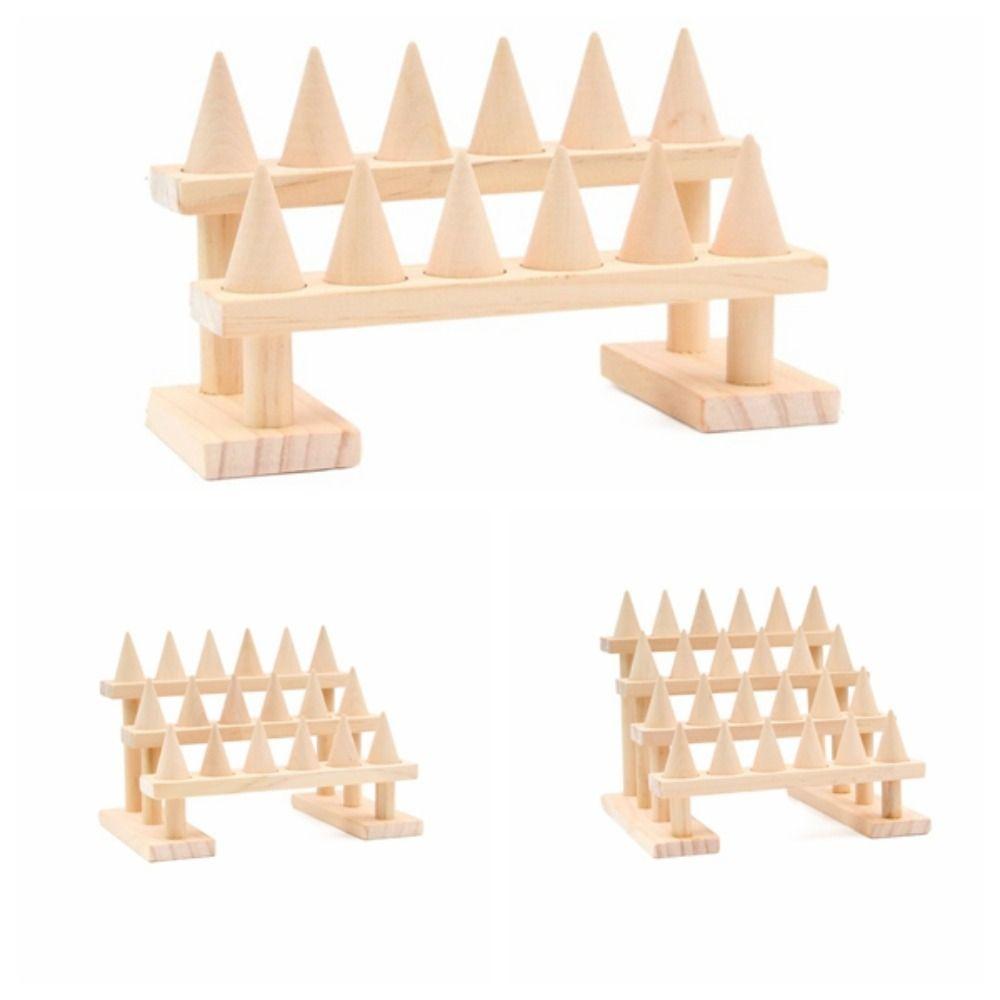 Multi-layer Wood Rings Display Holder Modern Ring Storage Rack Cone Ring Display Stand Entrance