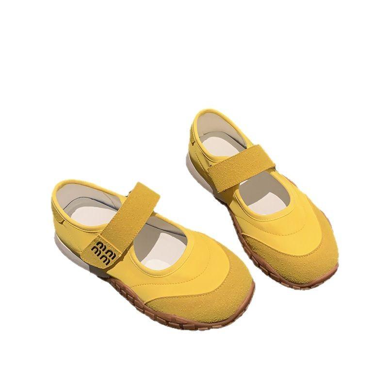 Spring new non-slip thick-soled casual round head Velcro heightening and slimming retro women's shoes