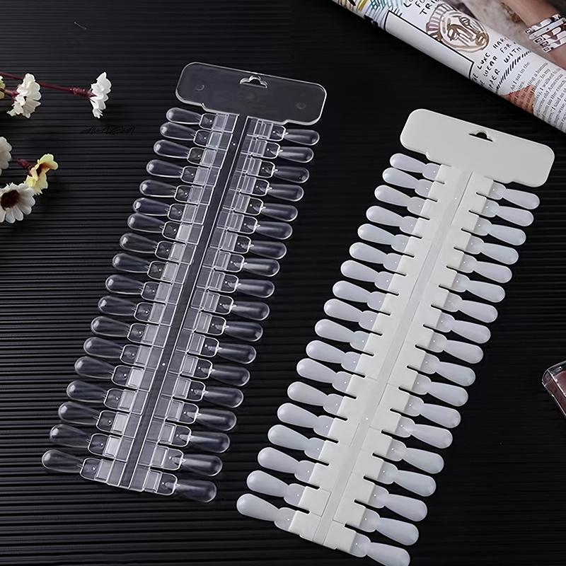 1Set Natural Clear Color Card Removable Nail Art Display Teardrop Design False Nail Tips Rack Manicure Gel Polish Practice Tool