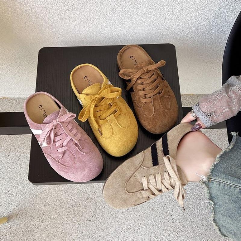 Baotou Half Slippers Summer New Heelless One Pedal Women's Shoes Lace-up Casual Women
