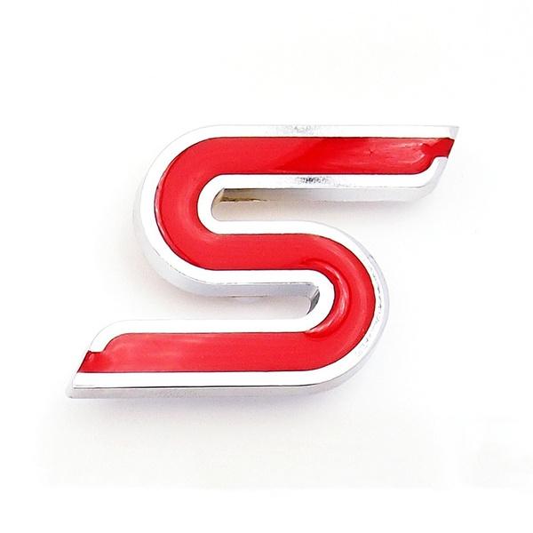 S Chrome Metal Car Front Hood Grille Emblem Badge Rear Trunk Car Stickers Car Styling