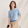 Zhaojun Silk Blend Striped Knit Short Sleeve T-Shirt