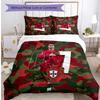 Set Biancheria da Letto Stampata Calcio Portogallo 3 Pezzi Set Copriletto Traspirante Accogliente come Regalo per la Casa Nuova o per le Feste
