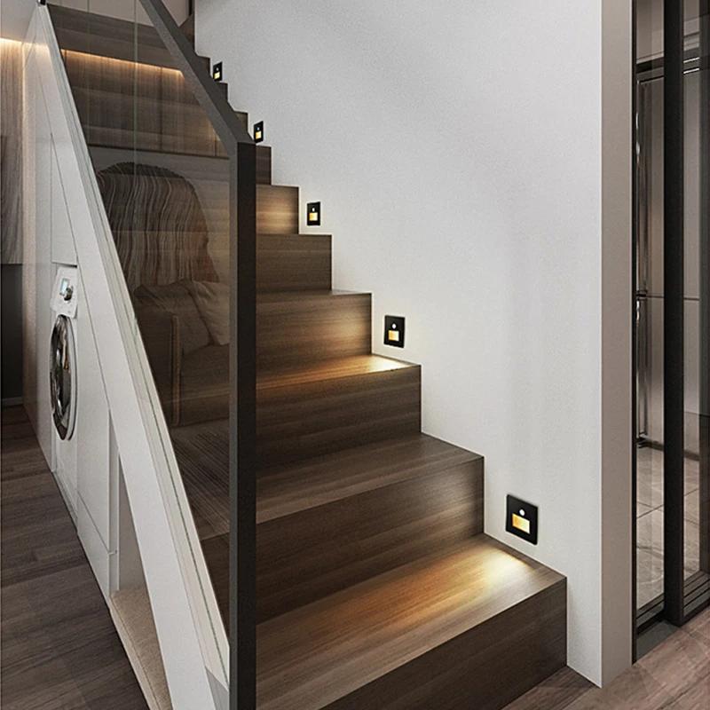 Simple LED Night Lamp Intelligent Sensing Wall Light Embedded Indoor LED Step Light for Hallway Staircase Decorative Lighting