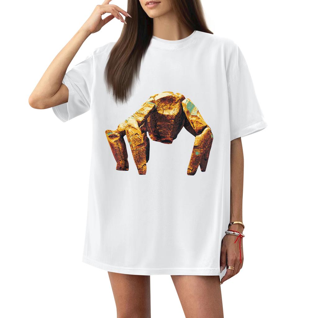 Women's Casual Printed T-Shirt Round Neck Pullover Short Sleeve Top