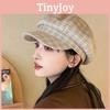 Retro Beret With Grid Printing Design Suitable For Daily Dressing Outdoor