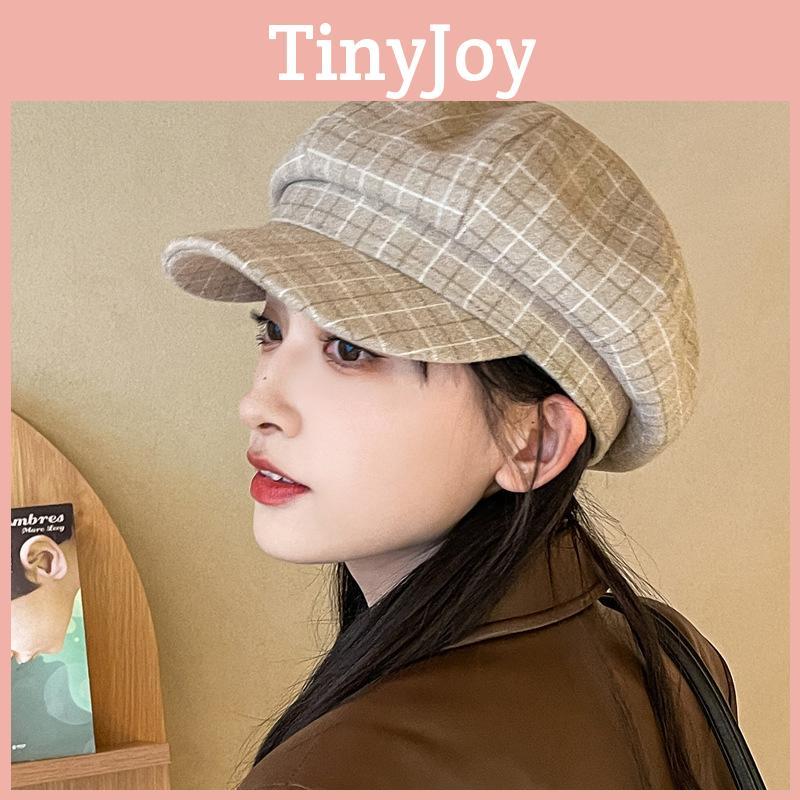 Retro Beret With Grid Printing Design Suitable For Daily Dressing Outdoor