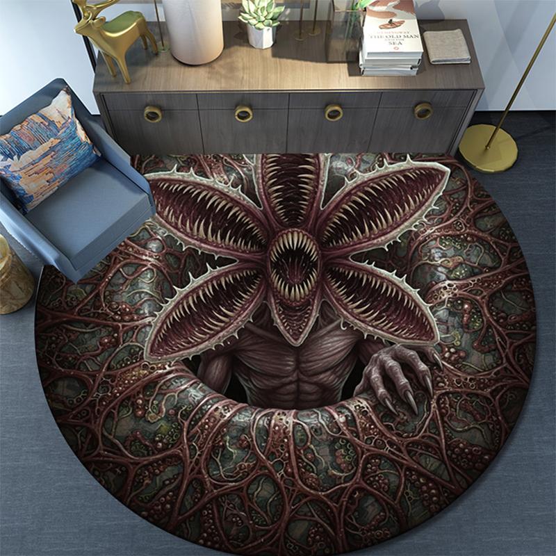 Cartoon Print Round Area Rug,Carpet Rug for Living Room Bedroom Sofa Playroom Decor,Non-slip Floor Mat