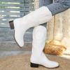 New Thick Heel Y Western Cowboy Boots Embroidered Sleeve Retro Tall Large Size Riding Boots Women