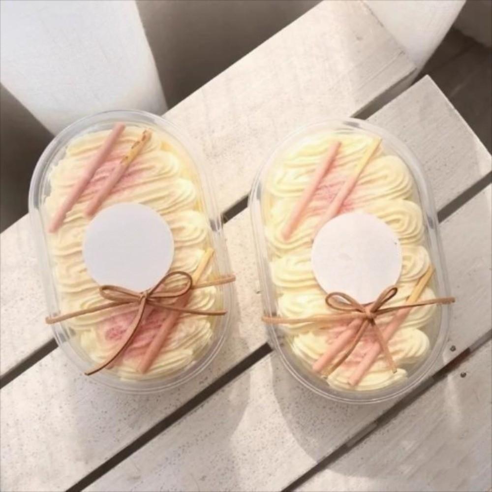 50pcs 500/280ML Dessert Container with Lid Oval Mousse Dessert Cups with Cover Cookie