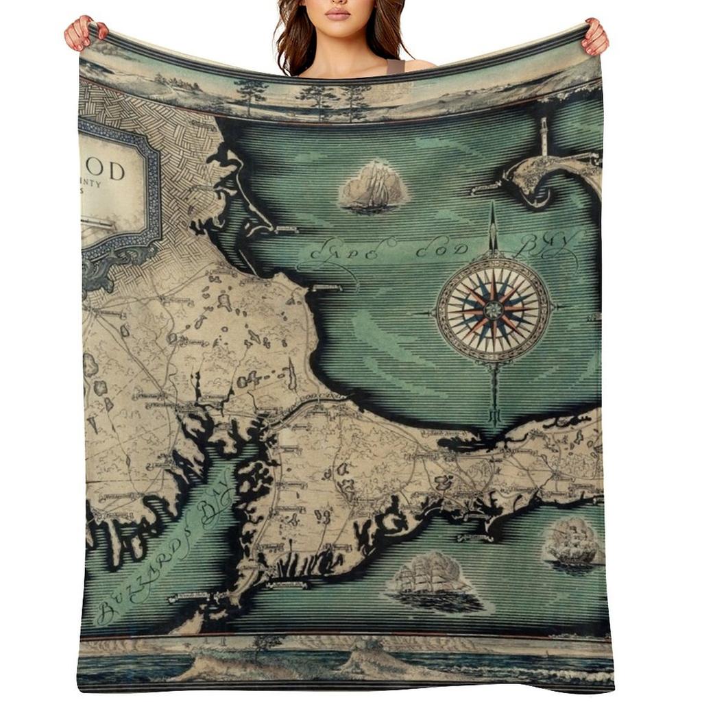 1931 Vintage Map. Cape Cod : Barnstable County Massachusetts Throw Blanket Large Nap cosplay anime Flannel Blankets