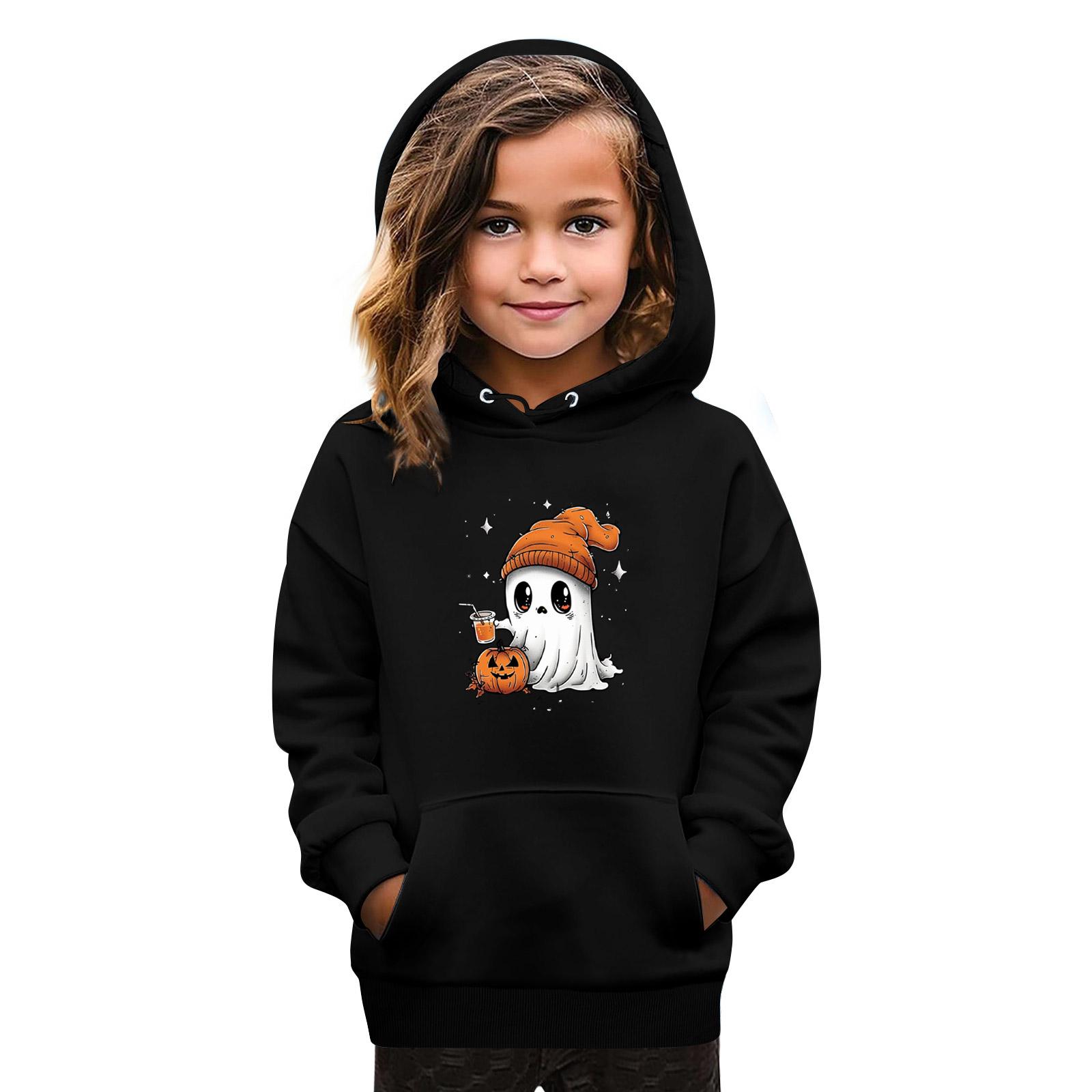 Толстовки для девочек-подростков Худи с длинным рукавом на шнурке Пуловер Милое худи оверсайз День Хэллоуина 110 1529₽