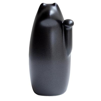 SETOMANEKI Maneki-neko (beckoning Cat), Seto Ware, Lucky Charm, Ornament, Simple Interior Decoration (black, Small)