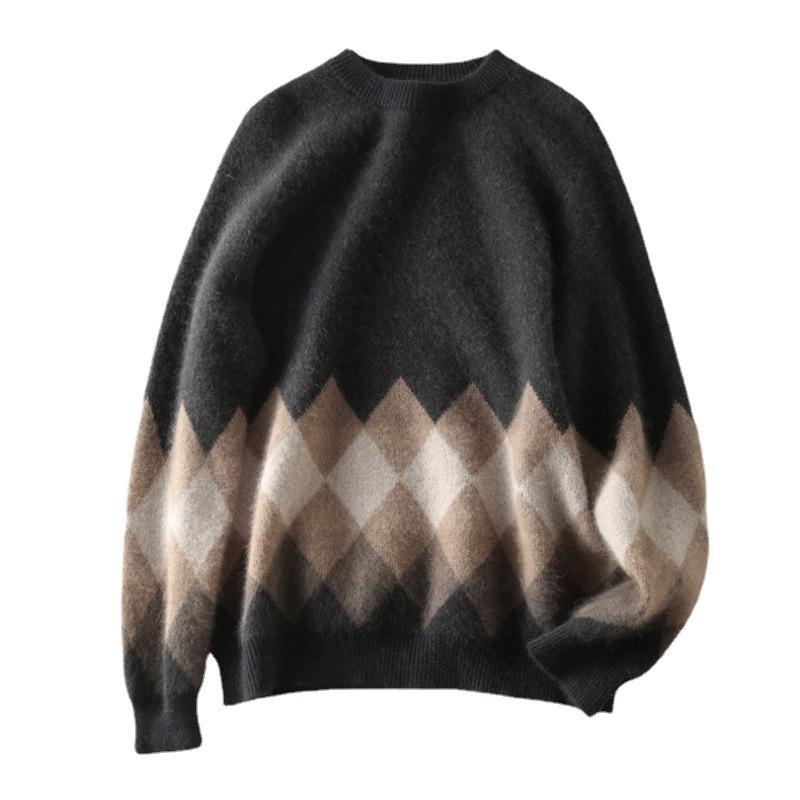 2026 Autumn/Winter Stylish European Raccoon Fur Red Loose Round Neck Pullover Sweater for Women