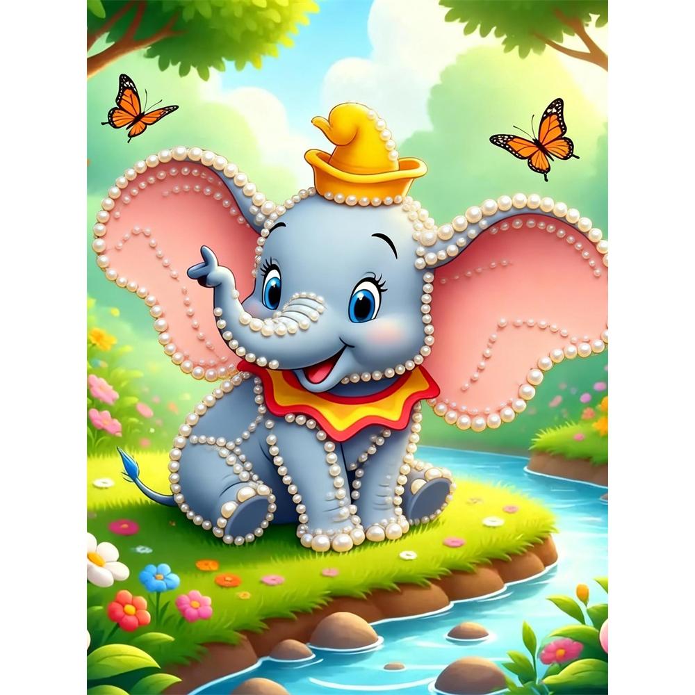 

Disney Pearl Painting SetA Little Elephant with Pearl Trimming By A Forest Stream Home Wall Decoration Handmade Gift 35x45cm