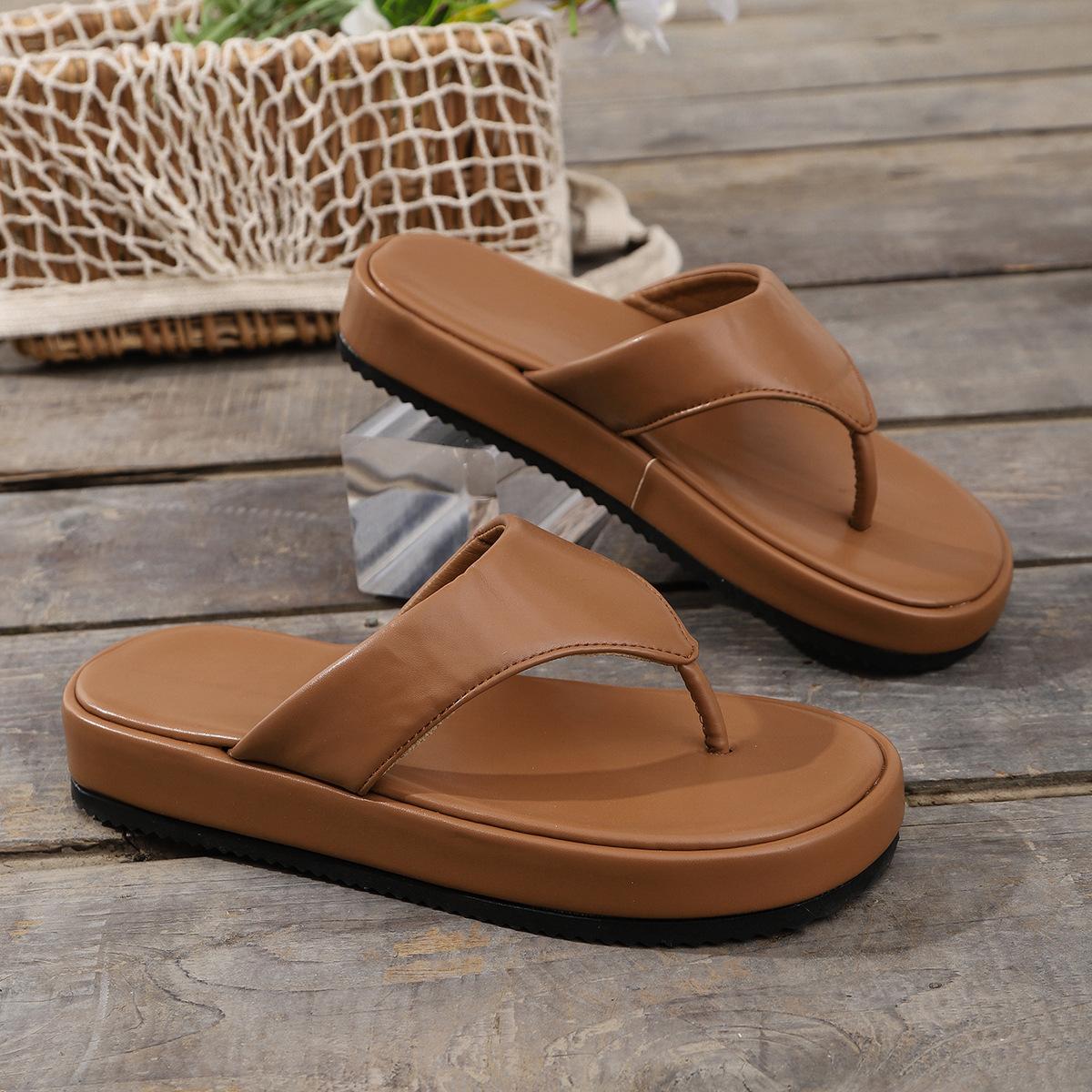 Многоцветные Платформенные Шлепанцы Сандалии Толстая Подошва Повседневная Носка Удобные Нескользящие Сандалии Размер 36-43 Sandalias Mujer 43 верблюд 2570₽