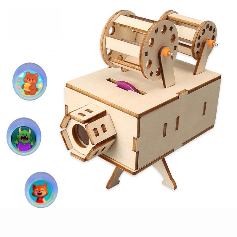 Wooden DIY Film Projector Science Experiment Kit STEM Physics Model for Teens Creative Educational Hobby Toys